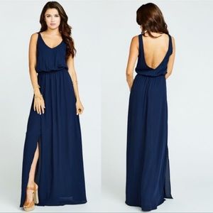 Show Me Your Mumu Kendall Maxi Dress in Rich Navy Chiffon